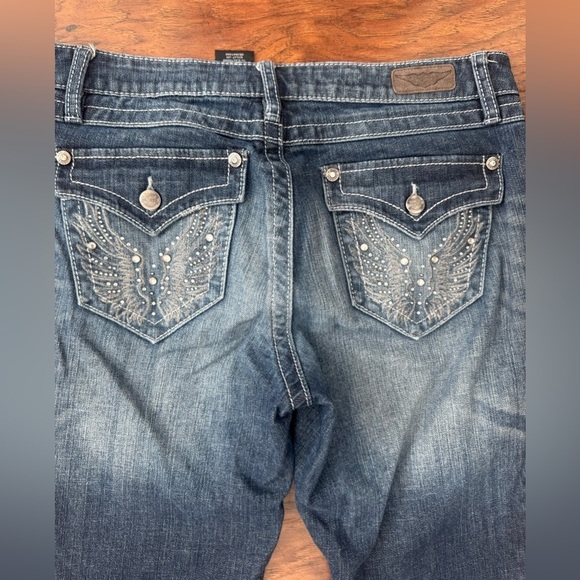 Harley Davidson Embellished Wings Stretch Contoured Boot Cut Jeans Size 8 Tall - Picture 3 of 12